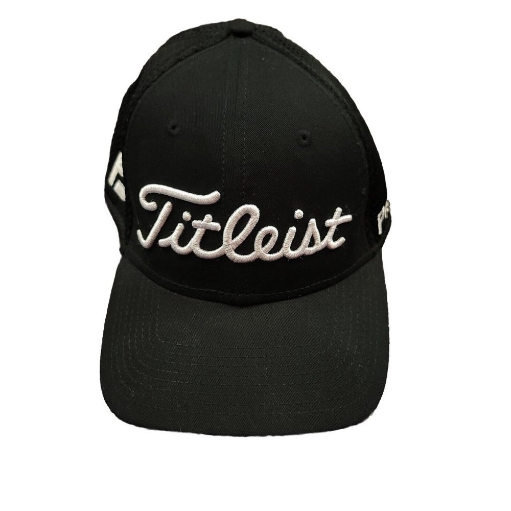 Titleist FJ Pro V1 Logo Golf Baseball Cap Hat Black White Logo‎ Medium-Large